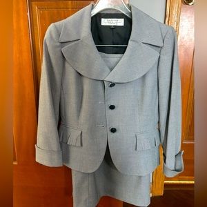 Black/White/Gray Checkered Skirt Suit